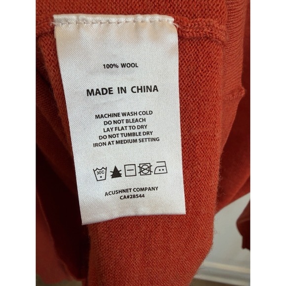 FootJoy 100% Wool Quarter Zip Pullover Sweater Orange Men's Large Spring Golf - Picture 8 of 8